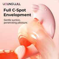 Vibrateur intelligent professionnel à cinq fonctions avec aspiration, vibration, chauffage, étanche, 9 modes, nervuré, application Dolphin, suceur