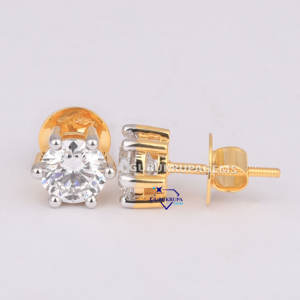 Best Seller moda mujer Stud pendiente 14KT oro amarillo sólido corte redondo laboratorio cultivado diamante joyería de alta calidad para mujer - Product Image 2