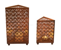 Porte-bougie artisanal en laiton antique, design unique découpé au laser, marque IHA, décoration d'intérieur, article de luxe, Noël, Pâques, Saint-Valentin