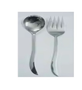 Outils de salade de serveur de salade de finition argentée de conception de poignée incurvée parfaits pour des restaurants hôtel et ressource de l'Inde - Product Image 5