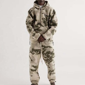 Chaqueta con cremallera de cara completa con estampado de logotipo personalizado, jerséis, sudaderas con capucha de chándal cómodas y transpirables de lana lisa de peso pesado para hombre - Product Image 2