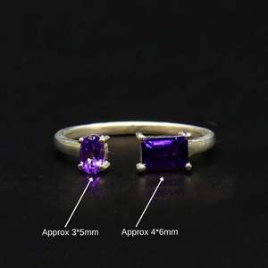 Wedding Wear 925 Sterling Silver <b>Gold</b> Plated Jewelry <b>Amethyst</b> Gemstone Women Wear Classic <b>Ring</b> - Product Image 5