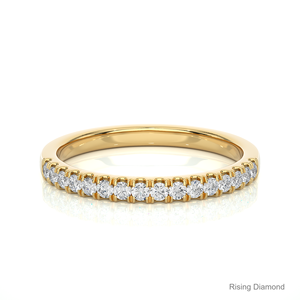0.26 CTW รอบตัดแล็บสีเหลืองทองแหวนแต่งงานชุดครึ่งนิรันดร์ของขวัญครบรอบแหวน CVD เพชร - Product Image 1