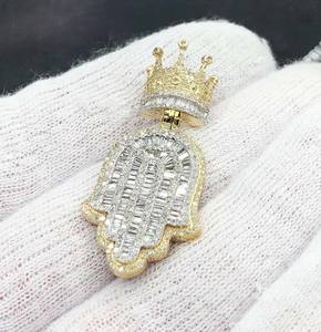 Nouveau luxueux mains Hip Hop pendentif collier glacé Leb cultivé Bling hommes Streetwear bijoux 18k plaqué or chaîne à la mode - Product Image 2