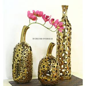 Taille personnalisée et logo disponible ensemble de 3 vases à fleurs en métal plaqué or et argent poli brillant pour la décoration intérieure - Product Image 5