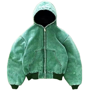 Sweats à capuche à fermeture éclair délavés à l'acide pour hommes 100% coton Basics Oversized Distressed Loose Fit Unisex Wholesale Custom Made Men Hoodies - Product Image 5