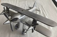 Modèle d'avion Art Déco vintage en aluminium, artisanal, figurine décorative en métal de haute qualité pour la décoration intérieure