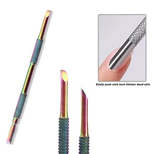 Pousse-cuticules et outil de suppression des cuticules professionnel, double extrémité, en acier inoxydable, kit de préparation des ongles, appareil de manucure portable pour salon - Product Image 4