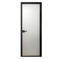 Porte battante à cadre étroit-alliage d'aluminium de magnésium + verre carbonisé, couleur gris fluorocarbone étanche à l'humidité