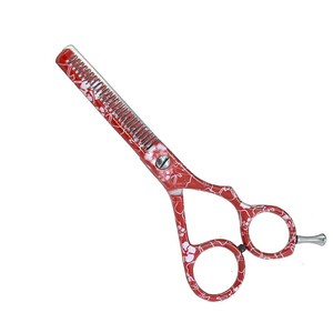 Tijeras de adelgazamiento recubiertas de color rojo y blanco Tijeras de adelgazamiento de cabello de acero de alto carbono de 6 pulgadas con un descanso más fino - Product Image 2
