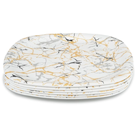 Service de table élégant en mélamine triple couche, 18 pièces, anti-taches, résistant aux bris, assiettes complètes, bols à légumes et demi-assiettes