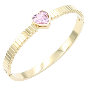 Bracciale di Charm in acciaio inossidabile placcato oro in pietra trasparente macchiato con eleganza elegante - Product Image 3