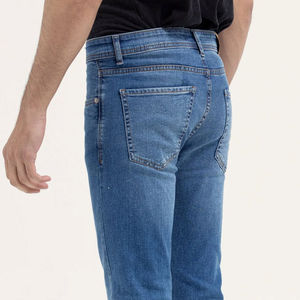 Jean droit taille mi-haute élégant pour homme, en denim de qualité supérieure, délavage clair, 100 % coton, séchage rapide – Meilleure vente de l'usine - Product Image 4