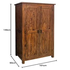 Finition provinciale en teck multi-utilitaire en bois Almirah chambre armoire armoire en bois assemblé porte meubles vêtements placard - Product Image 2