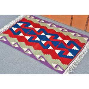 2.2x3.3 ft Rug, Vintage Turkish Small Rug, <b>Red</b> Kilim <b>Wool</b> Rug - Product Image 3