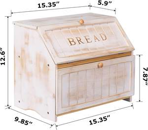 Vintage Double Layer <b>Large</b> <b>Bread</b> Box for Kitchen Counter, Retro Design Vintage Wooden <b>Large</b> Capacity <b>Bread</b> Storage <b>Bin</b> - Product Image 5