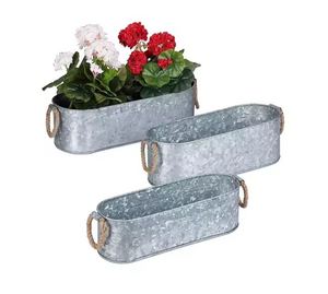 Macetas galvanizadas, maceta redonda grande personalizada, contenedor de hierbas para el hogar, sala de estar, decoración, maceta al mejor precio - Product Image 5