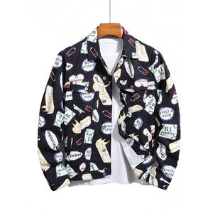 Longue veste en jean extensible sur mesure pour hommes Veste en jean simple d'hiver en coton pour hommes Veste de grande taille pour hommes - Product Image 1