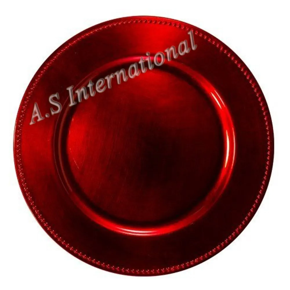 Tùy chỉnh thiết kế độc đáo Red Shiny sạc tấm kim loại rắn Wedding party trang trí Platter đồ ăn tấm cho trang trí nội thất & gifting
