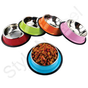 Vente en gros Bol d'eau pour nourriture pour chien en acier inoxydable Bol pour animal de compagnie de couleurs assorties antidérapant avec caractéristique antidérapante écologique - Product Image 2