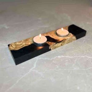 Modern Wooden and <b>Resin</b> <b>Epoxy</b> Candle Holder for Home, Hotel, and Spa Ambiance - Product Image 1
