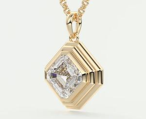 Pendentif Asscher Chunky en argent et or bicolore, style Hip Hop, serti de moissanite VVS, design glacé, baguette, pour soirée - Product Image 2