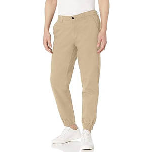 Pantalones Jogger Casuales de Corte Recto con Cintura Elástica y Cordón para Hombre, Pantalones Chino Jogger de Corte Recto para Trabajar, Color Caqui Marrón - Product Image 1
