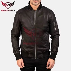 แจ็คเก็ตบอมเบอร์หนังพรีเมี่ยมของผู้ชายปรับแต่งได้, เสื้อแจ็คเก็ตทรงสลิมฟิตมีฮู้ดกันน้ำกันลมสำหรับฤดูหนาว - Product Image 1