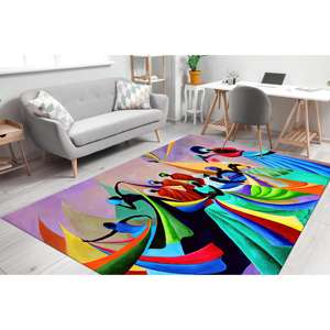 African Dancers Printed <b>Rug</b>: Modern, Colorful, Ethnic, Machine Washable,With Pile Soft <b>Rug</b> - Product Image 2