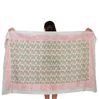 Hermoso Pareo de Algodón Estampado a Mano con Diseño Floral, Tela de Playa para Mujer, Cubre Bikini, Cubre Cuello, Traje de Baño