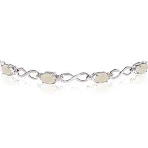 Pulsera Infinito de Oro Blanco de 14k con Ópalo de Corte Ovalado de 4.53ct y Diamantes - Product Image 3