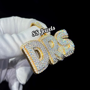 VVS Lab สร้อยคอจี้เพชร925ชื่อเงินสร้อยคอเสน่ห์ของบุคคล hip hop bustdown CVD ประดับเพชร - Product Image 6