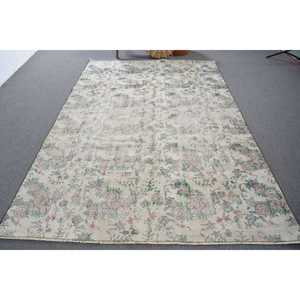 Tapis vintage, grand tapis turc de 6,1 x 8,9 pieds, tapis persan en laine blanche - Product Image 3