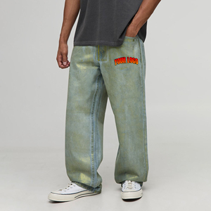 OEM/ODM por encargo de moda piedra lavado pantalones vaqueros de mezclilla de pierna ancha transpirable Streetwear estilo pantalones vaqueros holgados para los hombres - Product Image 4