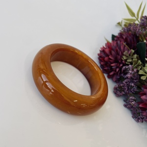 Brown Vintage Baltic Amber <b>Bangle</b> <b>Bracelet</b>, Natural Solid Amber Cuff <b>Bracelet</b> 55 mm - Product Image 4