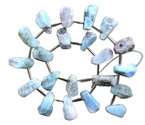 Impressive Rough Gemstone 21 Pieces Natural Larimar Uneven Shape Untreated Rough Top Side <b>Drill</b> Making Handmade <b>Jewelry</b> - Product Image 1