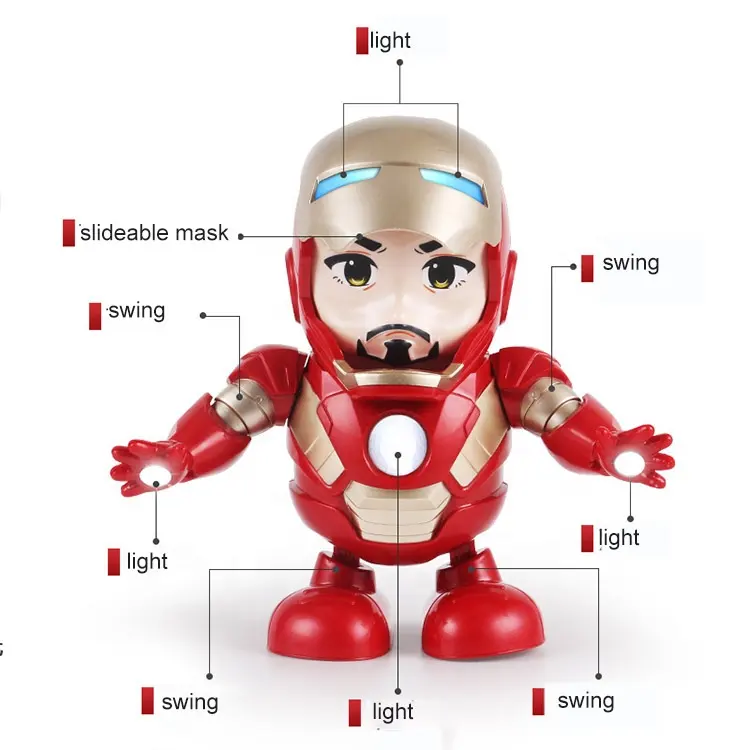 Hot selling plastic Iron super man Electronic Toy Dancing deformation super man robots Light Music christmas gift For Kids