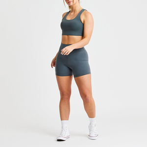 Short de yoga respirant taille haute pour femmes Short d'entraînement sans couture pour l'entraînement physique teint en plaine - Product Image 3