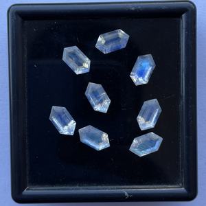Piedra lunar arcoíris Natural de 8mm, 10mm, 12mm, forma hexagonal alargada, piedras preciosas sueltas de corte personalizado únicas, venta al por mayor, piedras de corte elegante - Product Image 1