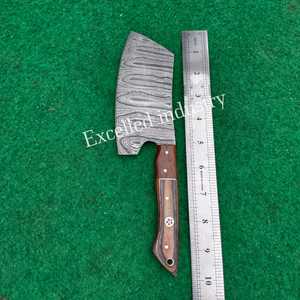 มีดทำครัวเหล็กดามัสกัสทำด้วยมือมีดทำครัวด้ามไม้มีดหั่นเนื้อสไตล์เซอร์เบีย - Product Image 5