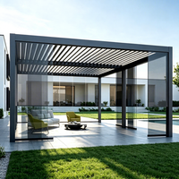 Pergola moderne multi-scènes en alliage d'aluminium thermolaqué, anti-corrosion, personnalisable pour balcon, terrasse et jardin