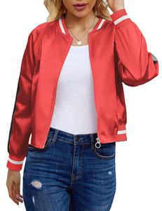 Veste de moto en cuir de mouton véritable pour femmes, blousons de style bombardier court pour femmes, vestes de bombardier pour femmes, printemps, vente en gros - Product Image 3