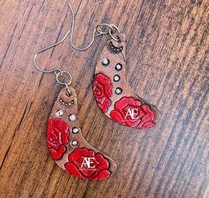 New Arrival Western Style Hand Tooled Carving <b>Leather</b> Earrings Women Cute Trendy Teardrop <b>Leather</b> Flower Earring Western <b>Jewelry</b> - Product Image 1