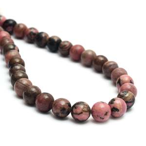 Cadena de Rodonita Negra de Alta Calidad, Cuentas de Piedras Preciosas de 3mm, Perforadas, Forma Redonda, 15cm, 0.8mm - Product Image 2