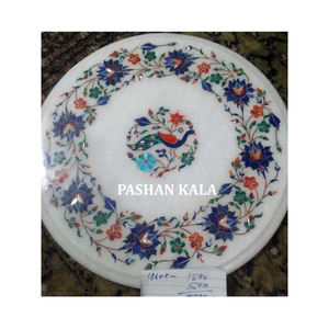 <b>Round</b> Shape Best Quality Handmade Polished Pietra Dura Blue Stone Inlay Work <b>Table</b> <b>Top</b> for Home Decoration and Coffee Use - Product Image 1