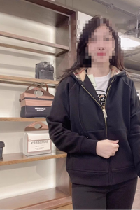 Sweat à capuche en molleton de coton de haute qualité pour homme, coupe ample, long, avec broderie sur le devant, anti-boulochage, col à capuche, fermeture éclair - Product Image 6