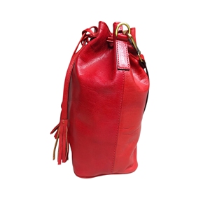 Red Genuine Leather Women's Hobo Bag Drawstring Shoulder <b>Handbag</b> Tassel Vintage Satchel for Daily Travel moroccan bags - Product Image 3