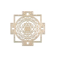 Kerajinan Tangan Art Deco Berlapis Emas Kuningan Buatan Tangan Kurma Shree (Lakshmi) Yantra