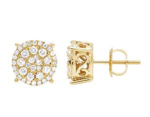 ต่างหูแบบกลมที่สง่างามทำจากทองคำ10K สีเหลืองพร้อมเครื่องประดับเพชรระดับพรีเมี่ยมสำหรับปลูกในโอกาสพิเศษ - Product Image 3