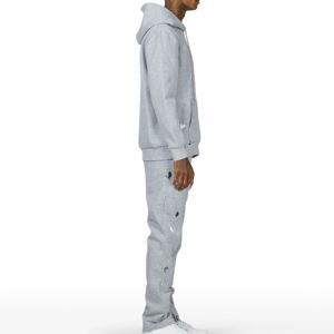 Ensemble de survêtement en coton éponge français 450 Gsm à épaules tombantes Logo personnalisé 80% coton 20% polyester avec poche avant pull à capuche pour hommes - Product Image 6